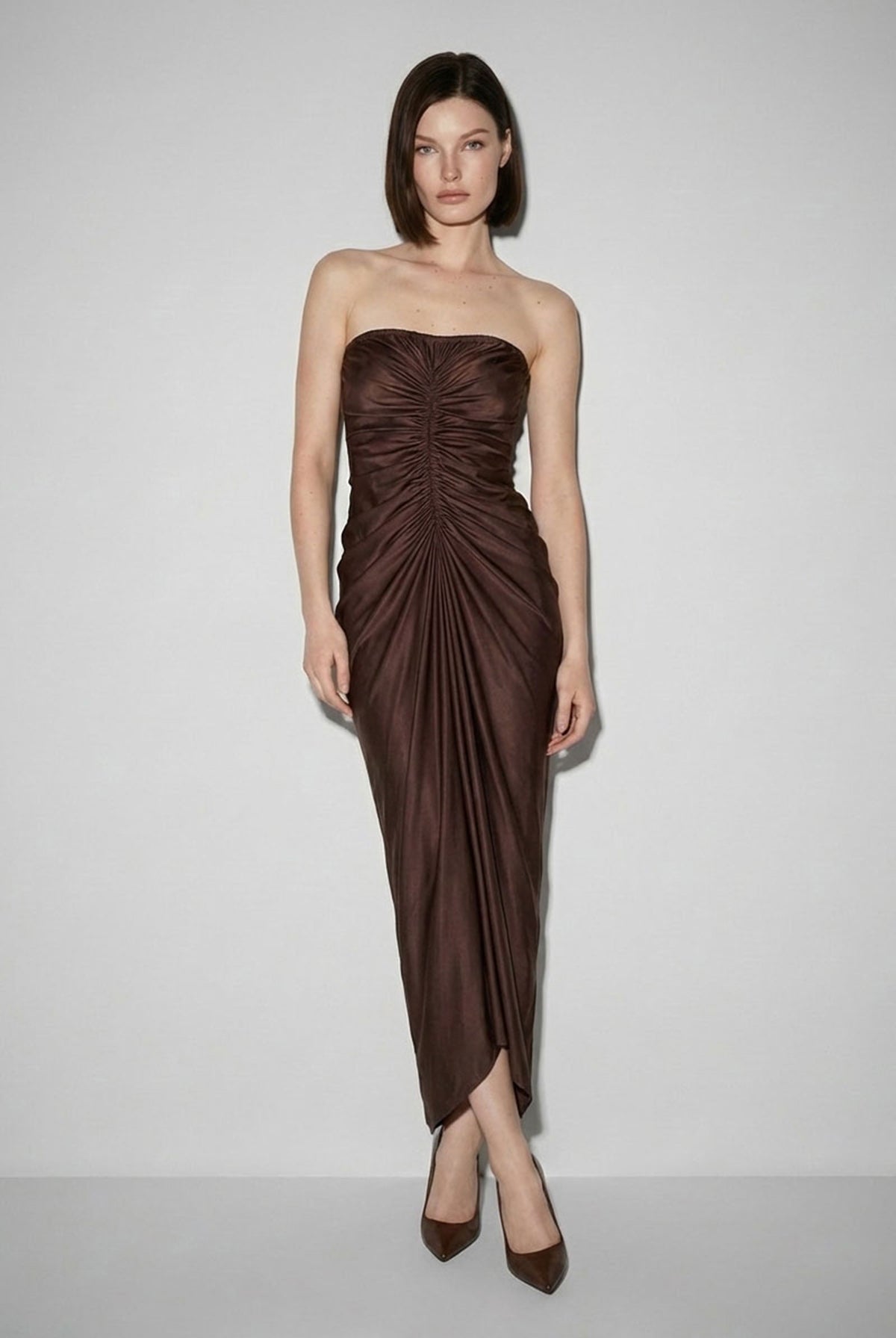 Cairo Satin Maxi Dress in brown