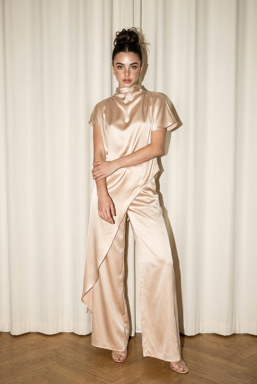 Casablanca Satin Set in champagne