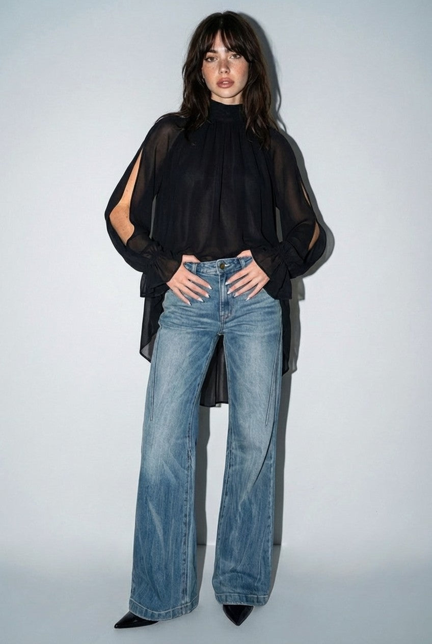 Sevilla Chiffon Top in black