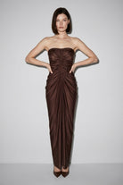 Cairo Satin Maxi Dress in brown
