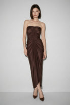 Cairo Satin Maxi Dress in brown