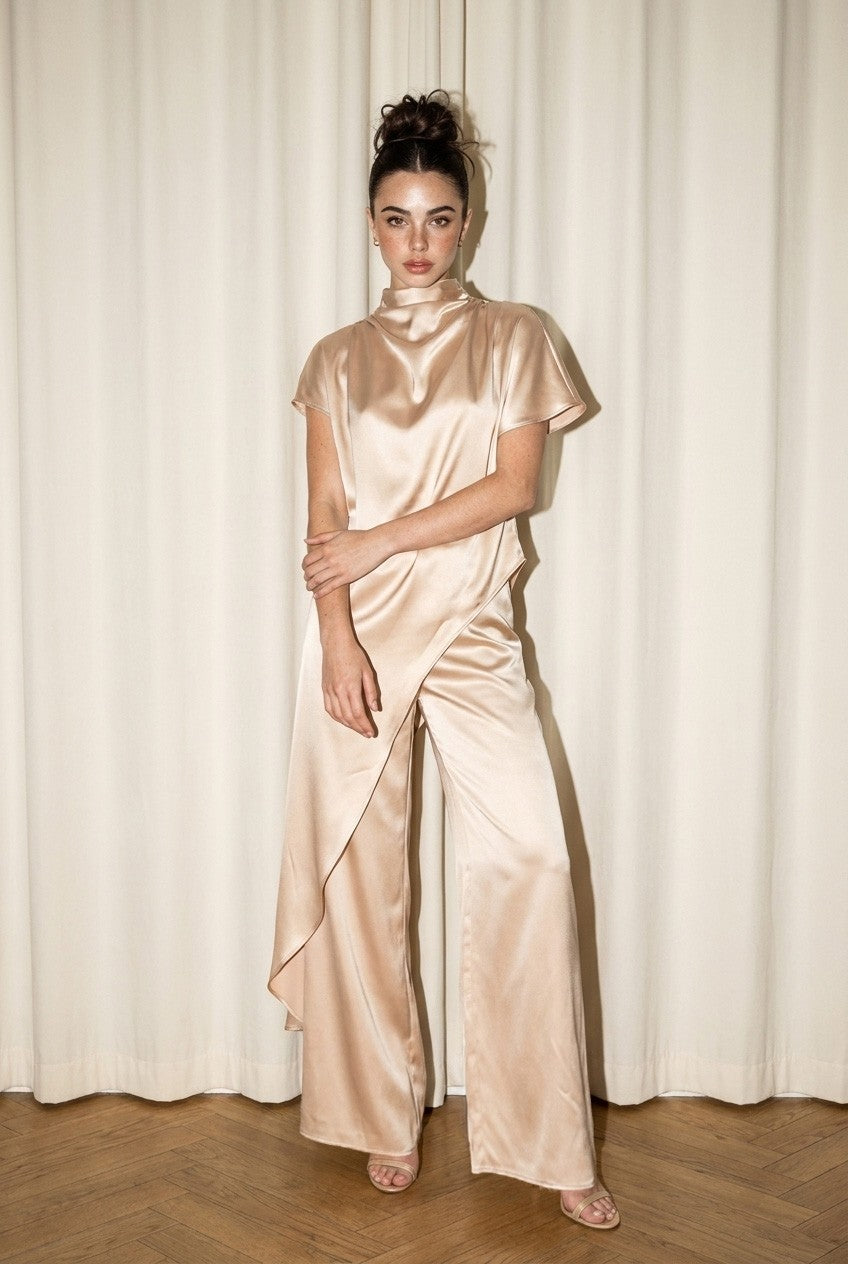 Casablanca Satin Set in champagne